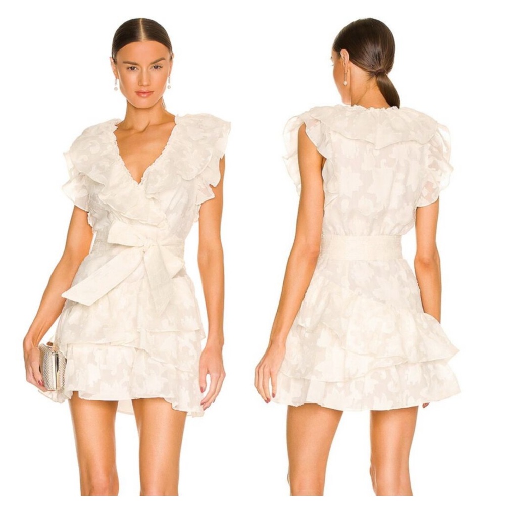 Veronica Beard Cream Ruffle Dress